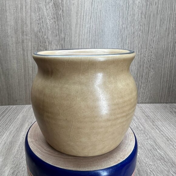 Vtg Pfaltzgraff Folk Art Sugar Bowl Creamer Set of 3 Stoneware Floral Blue Tan - Picture 12 of 16